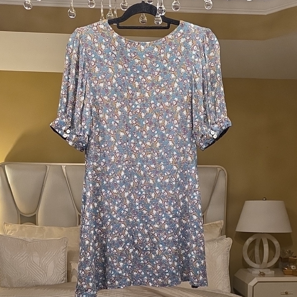 Free People Green and Purple Floral Mini Dress - Picture 5 of 13